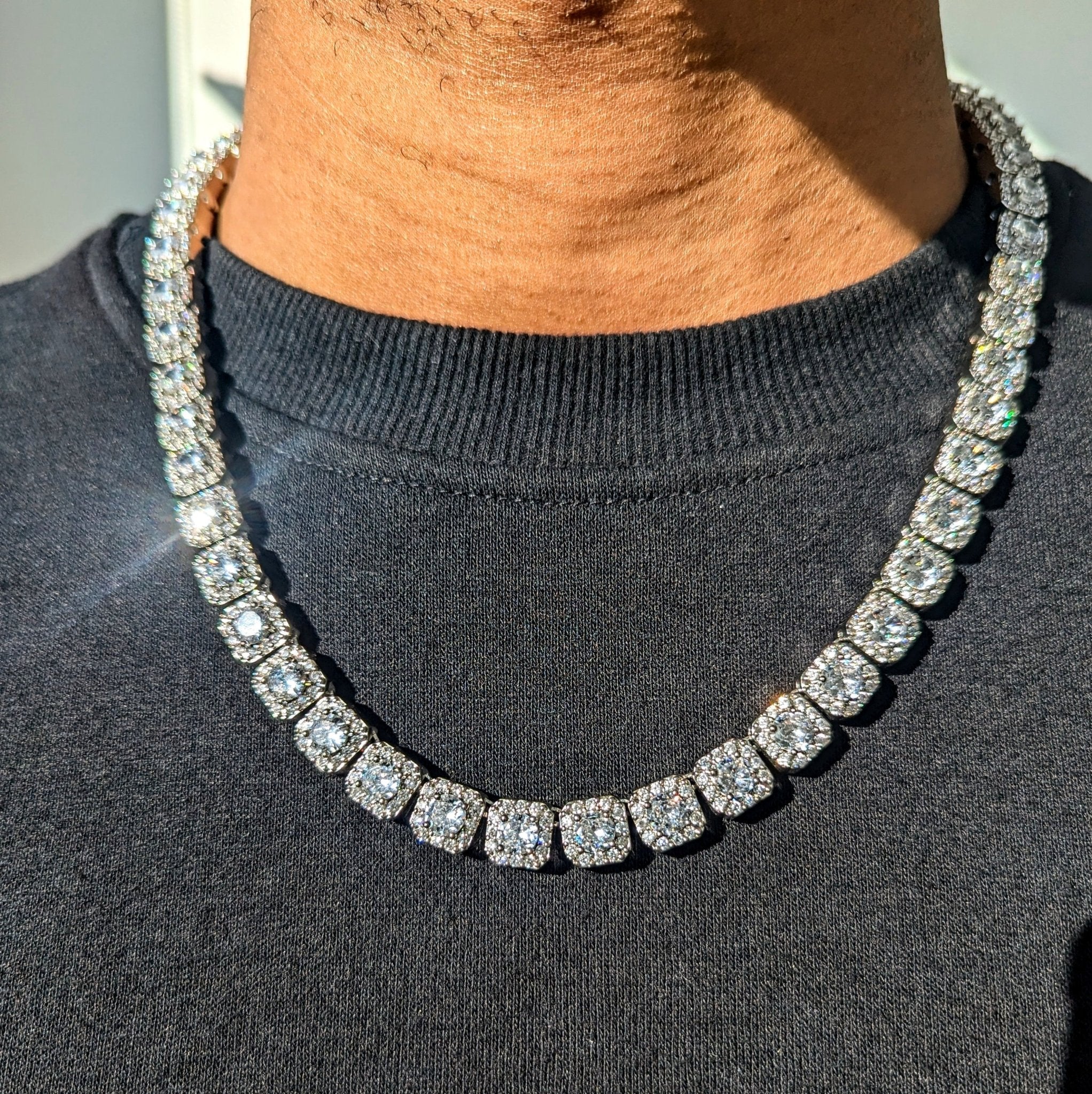 10mm 18k Gold Diamond Clustered Tennis Chain - Drip Culture Jewelry