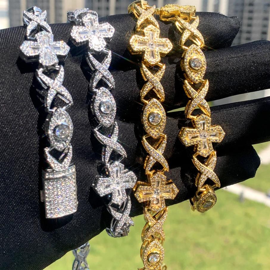 10mm 18k Gold Diamond Cross Eye Infinity Link Chain - Drip Culture Jewelry