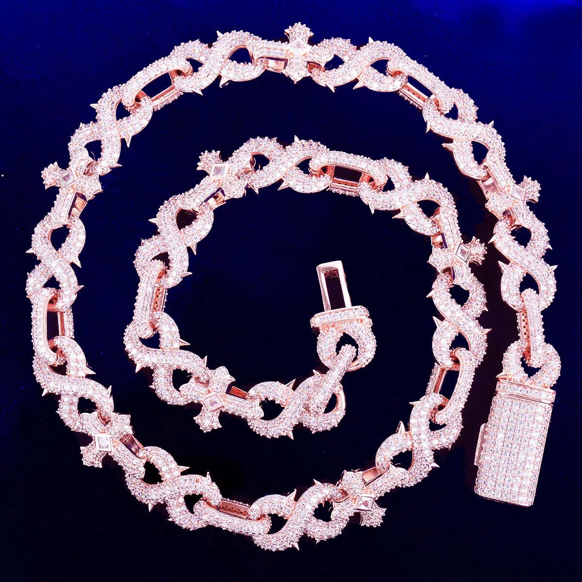 10mm 18k Gold Diamond Infinity Cross Chain - Drip Culture Jewelry