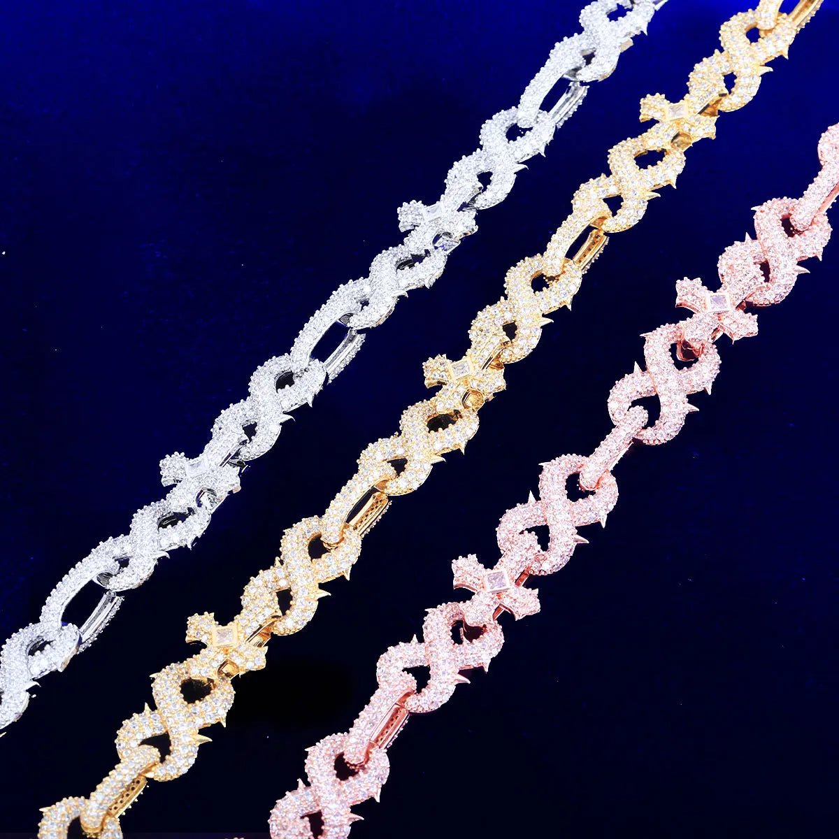 10mm 18k Gold Diamond Infinity Cross Chain - Drip Culture Jewelry