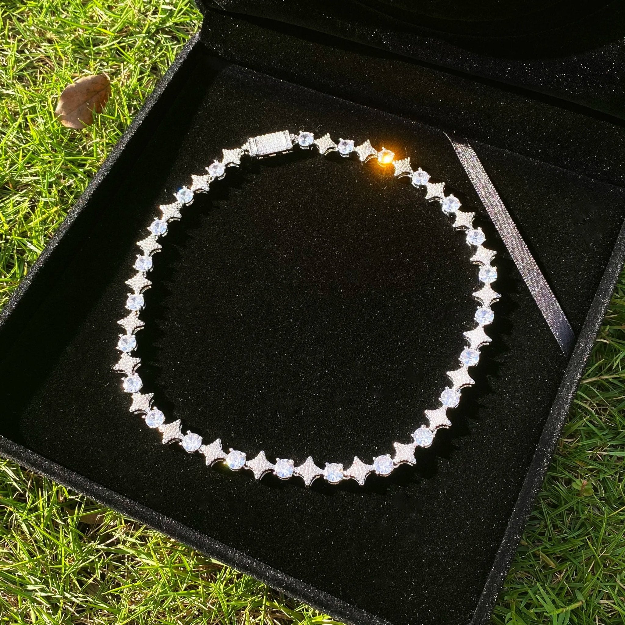 10mm 18k Gold Diamond Star Tennis Chain - Drip Culture Jewelry