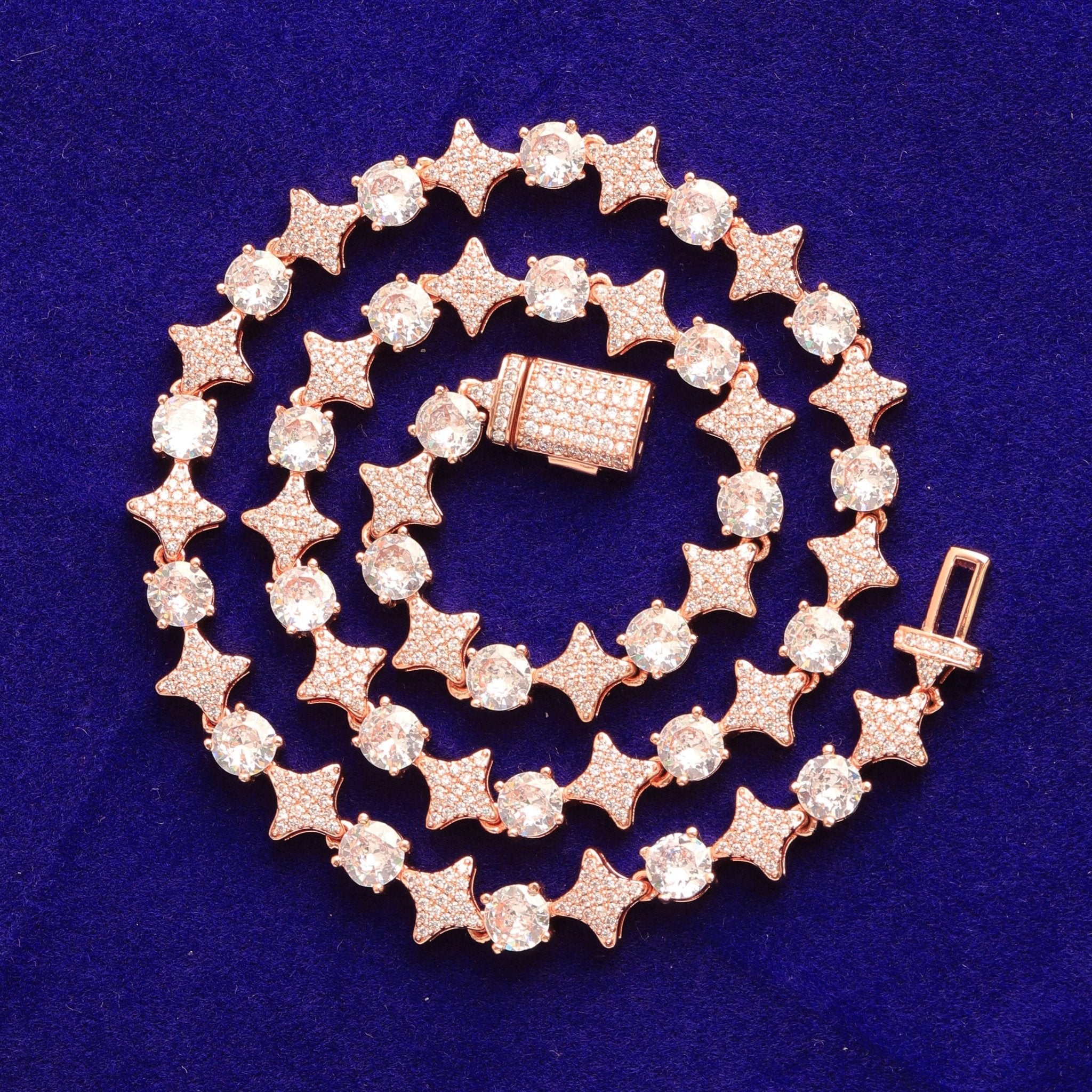 10mm 18k Gold Diamond Star Tennis Chain - Drip Culture Jewelry