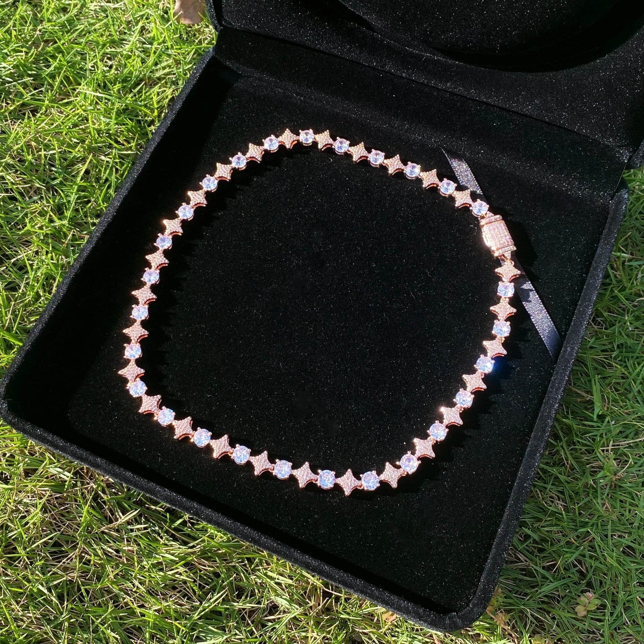 10mm 18k Gold Diamond Star Tennis Chain - Drip Culture Jewelry