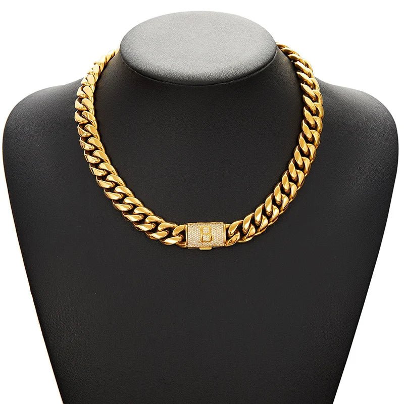 14mm 18k Gold Custom Diamond Clasp Cuban Link Chain - Drip Culture Jewelry
