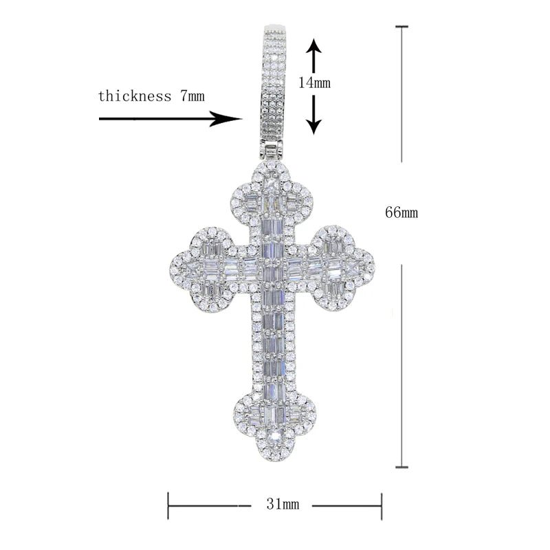 18k Gold Baguette Diamond Cross Pendant - Drip Culture Jewelry