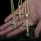 18k Gold Baguette Diamond Crucifix - Drip Culture Jewelry