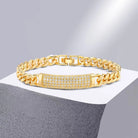 18k Gold Diamond Bar Cuban Link Bracelet - Drip Culture Jewelry
