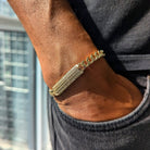 18k Gold Diamond Bar Cuban Link Bracelet - Drip Culture Jewelry