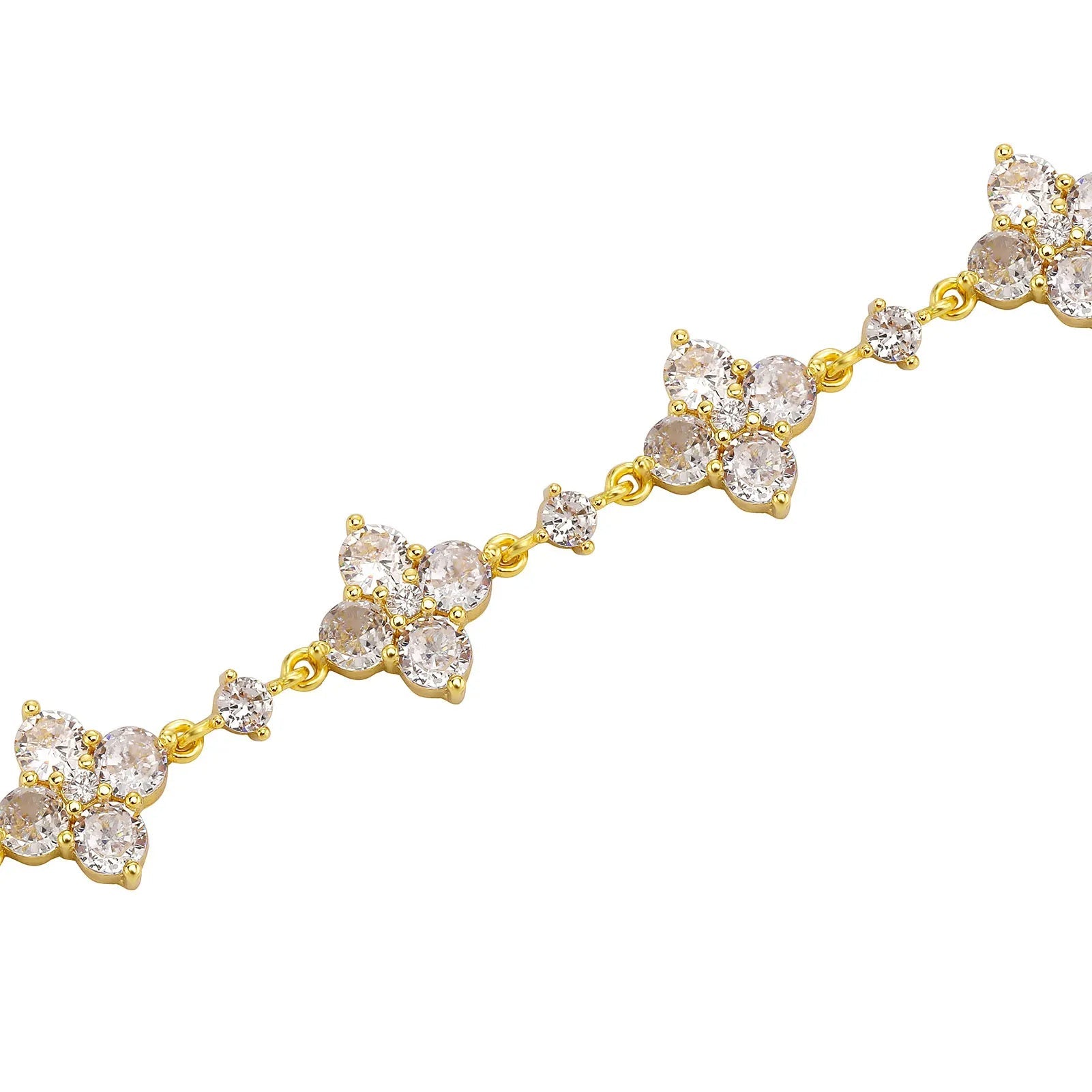 18k Gold Diamond Clover Bracelet - Drip Culture Jewelry