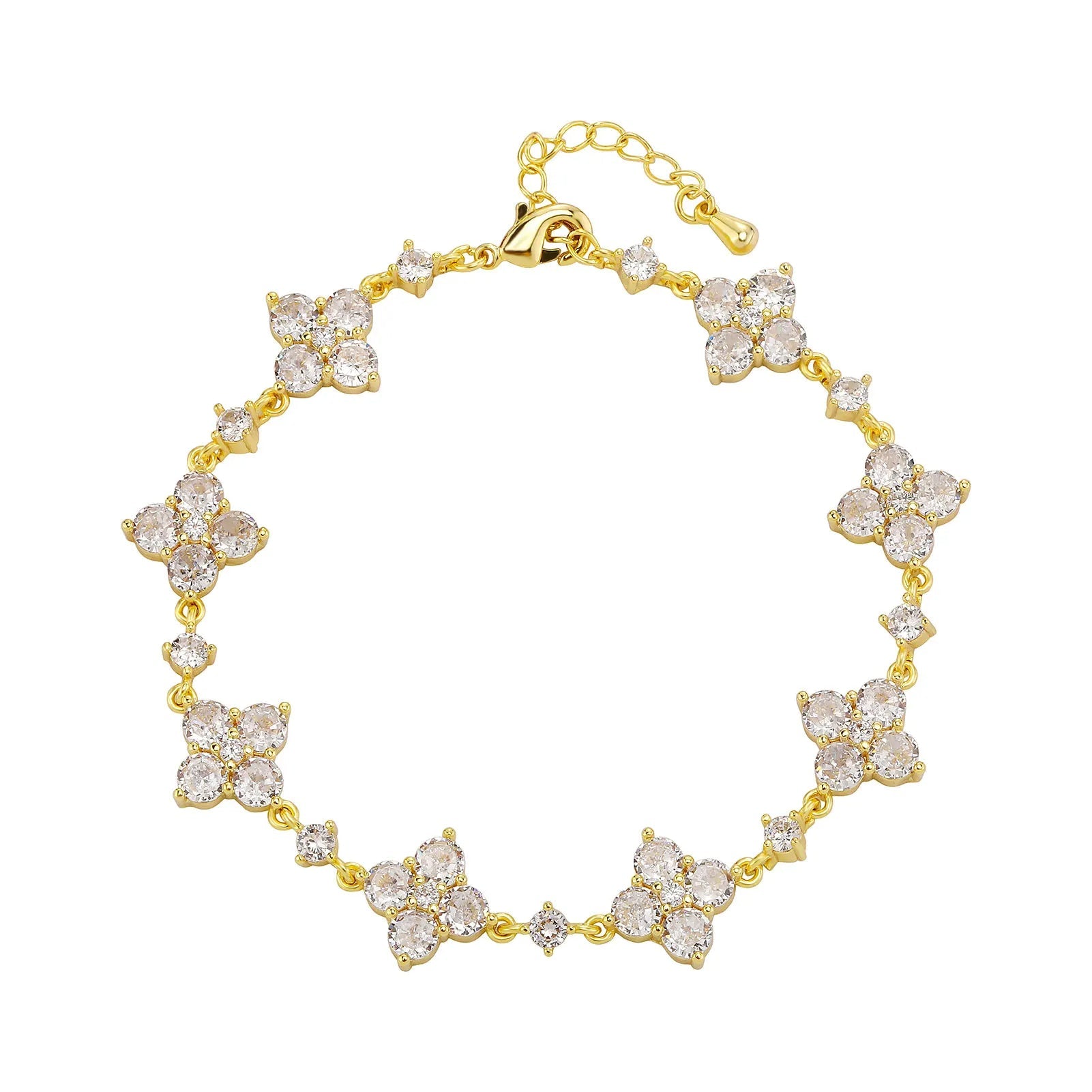 18k Gold Diamond Clover Bracelet - Drip Culture Jewelry