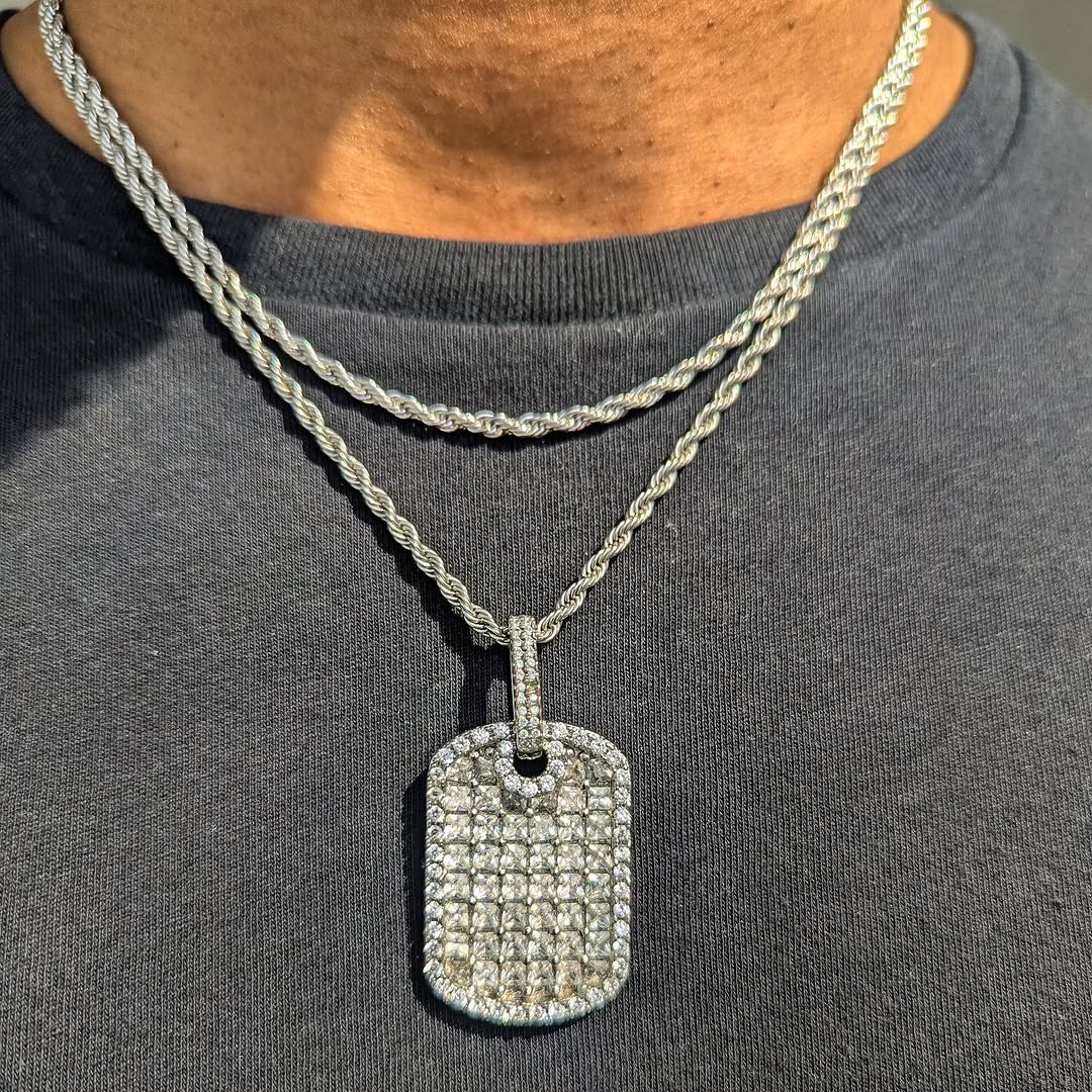 18k Gold Diamond Dog Tag Set (3 Pieces) - Drip Culture Jewelry