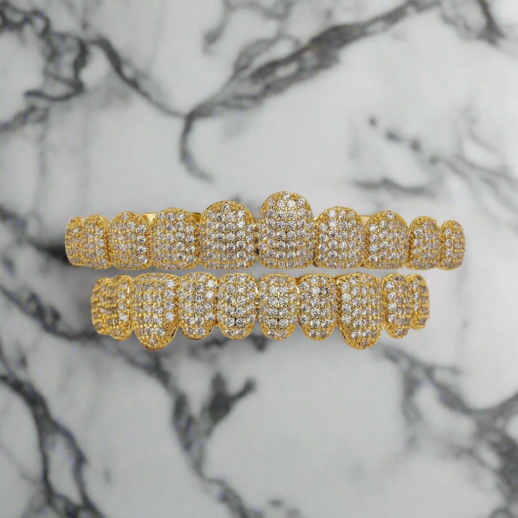 18k Gold Diamond Grillz - Drip Culture Jewelry