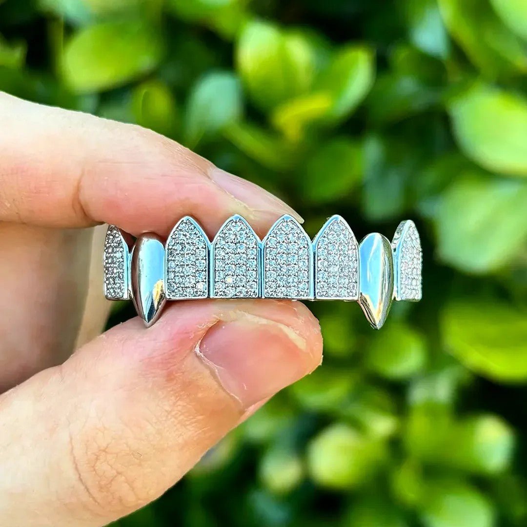 18k Gold Diamond, Plain Jane Fang Grillz - Drip Culture Jewelry
