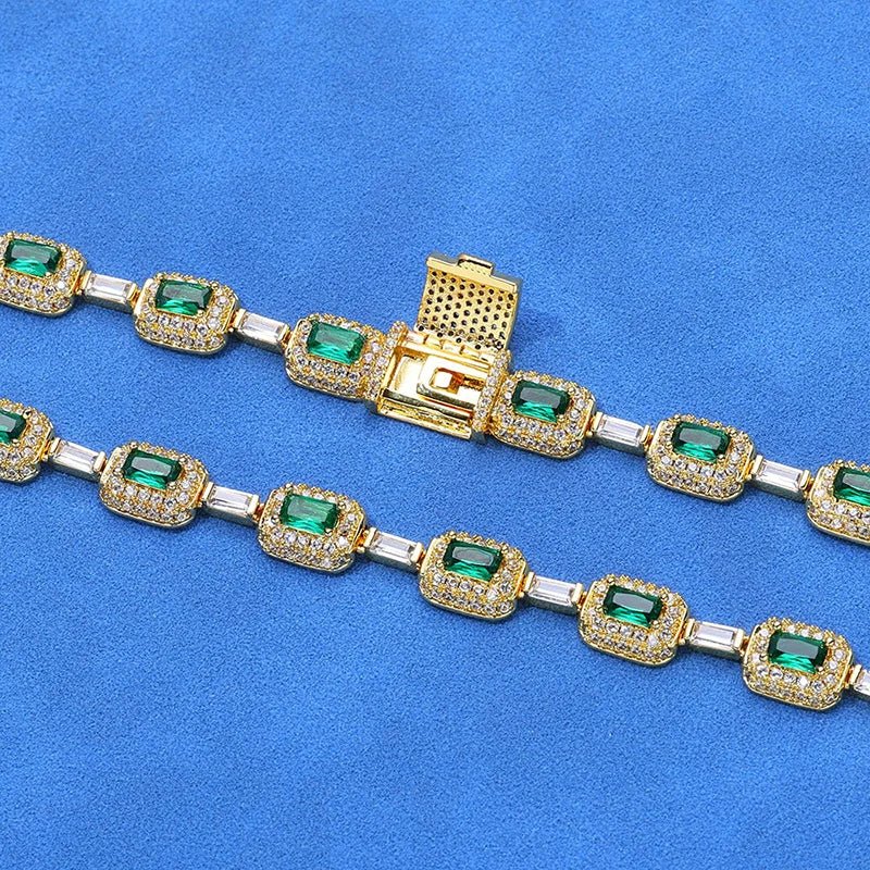 18k Gold Emerald & Diamond Bracelet - Drip Culture Jewelry