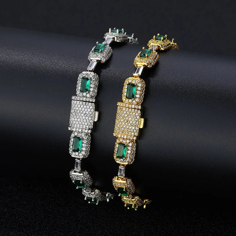 18k Gold Emerald & Diamond Bracelet - Drip Culture Jewelry