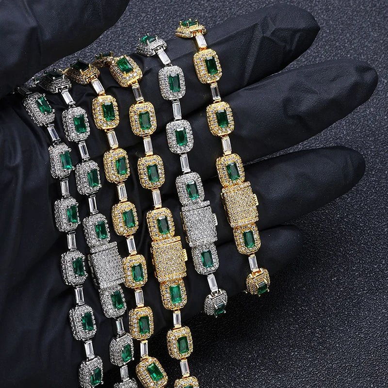 18k Gold Emerald & Diamond Bracelet - Drip Culture Jewelry