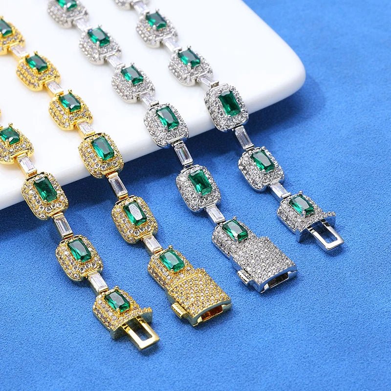 18k Gold Emerald & Diamond Bracelet - Drip Culture Jewelry
