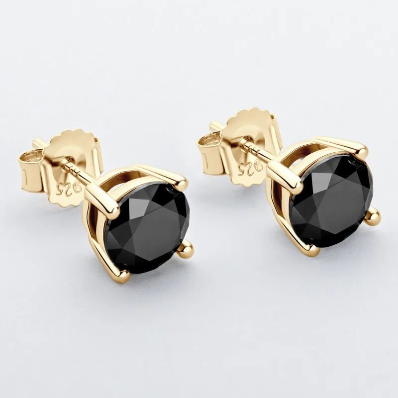 18k Gold Moissanite Black Diamond Earrings - Drip Culture Jewelry