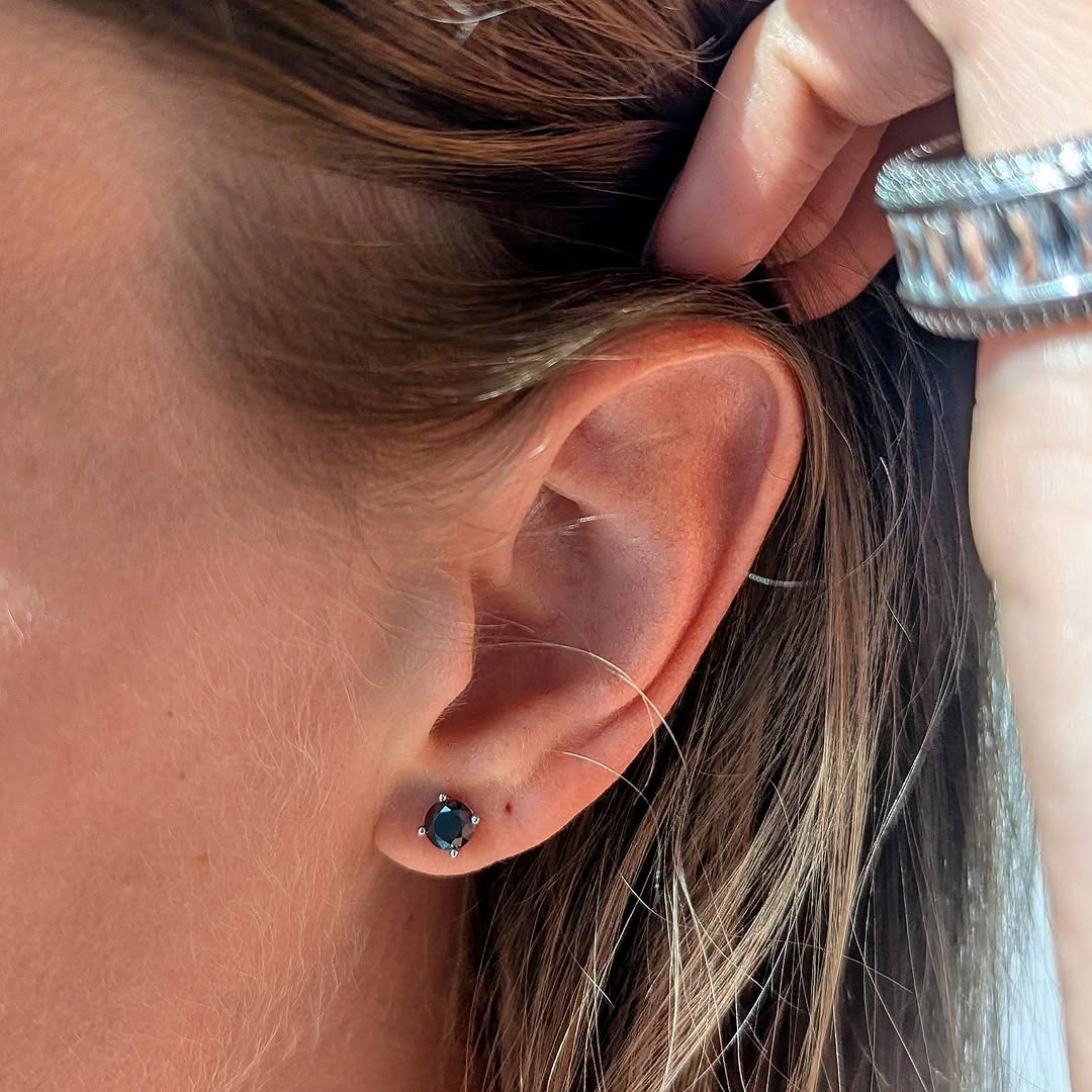 18k Gold Moissanite Black Diamond Earrings - Drip Culture Jewelry