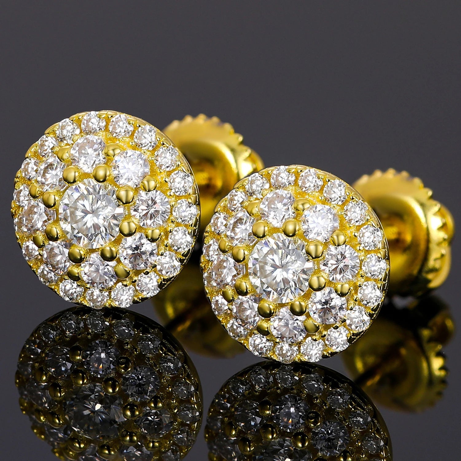 18k Gold Moissanite Diamond Cluster Earrings - Drip Culture Jewelry