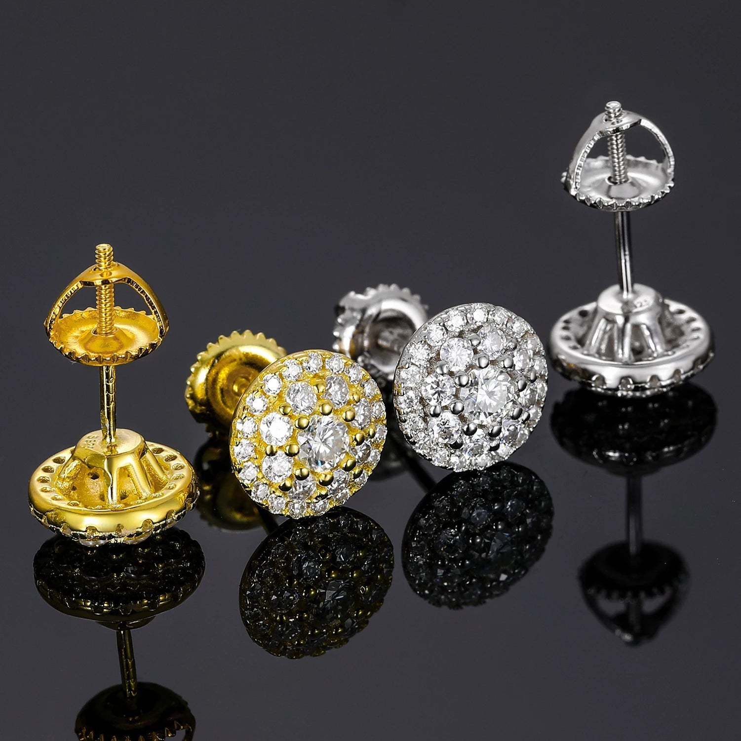 18k Gold Moissanite Diamond Cluster Earrings - Drip Culture Jewelry