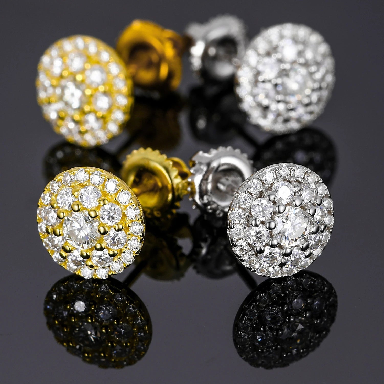 18k Gold Moissanite Diamond Cluster Earrings - Drip Culture Jewelry