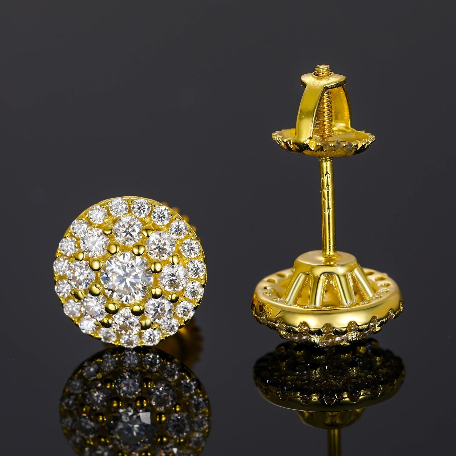 18k Gold Moissanite Diamond Cluster Earrings - Drip Culture Jewelry