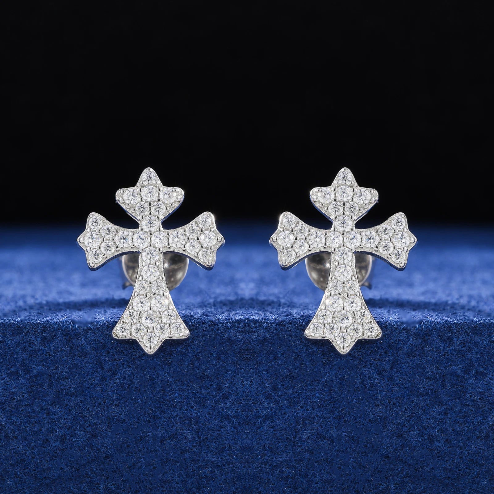 18k Gold Moissanite Diamond Cross Earrings - Drip Culture Jewelry
