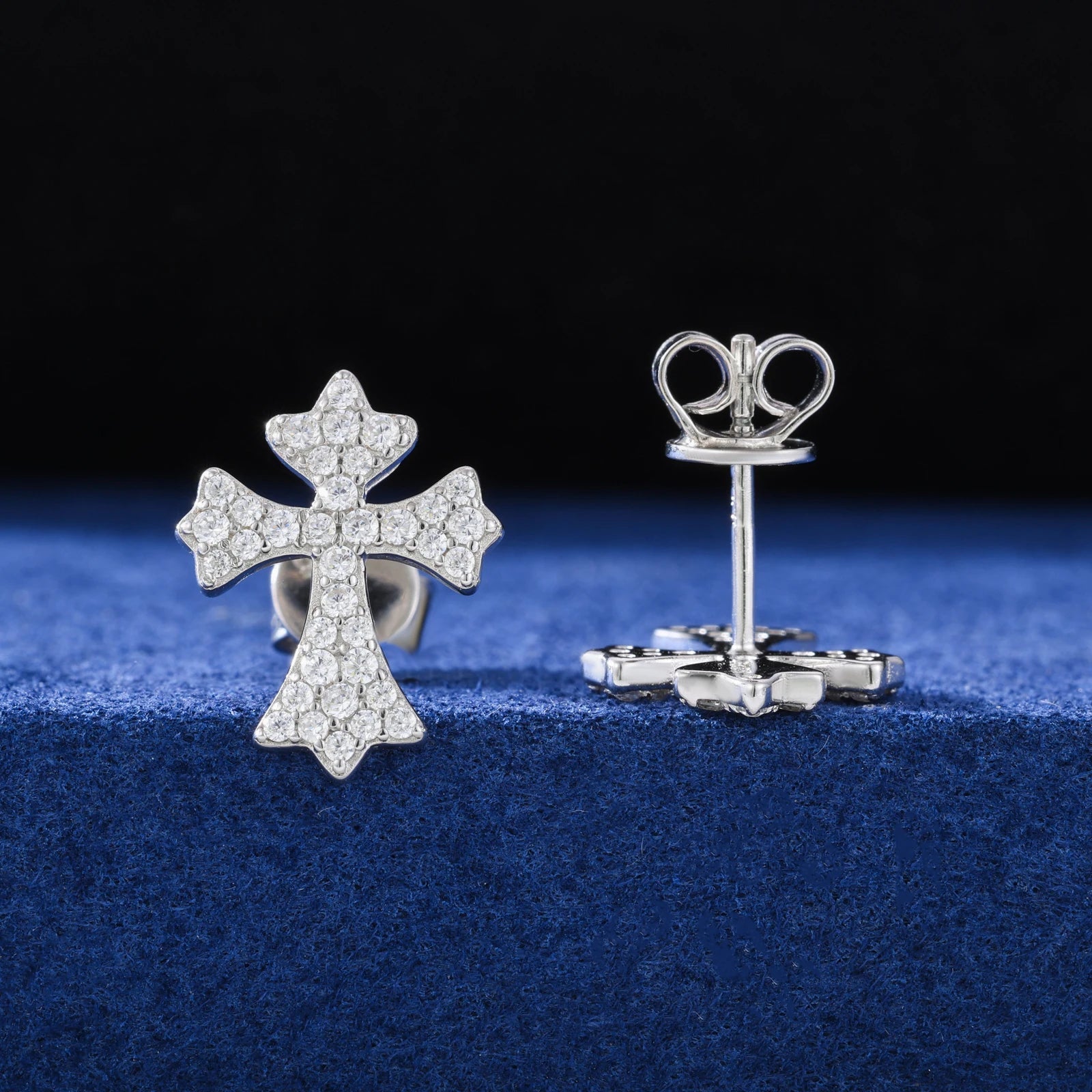 18k Gold Moissanite Diamond Cross Earrings - Drip Culture Jewelry