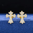18k Gold Moissanite Diamond Cross Earrings - Drip Culture Jewelry