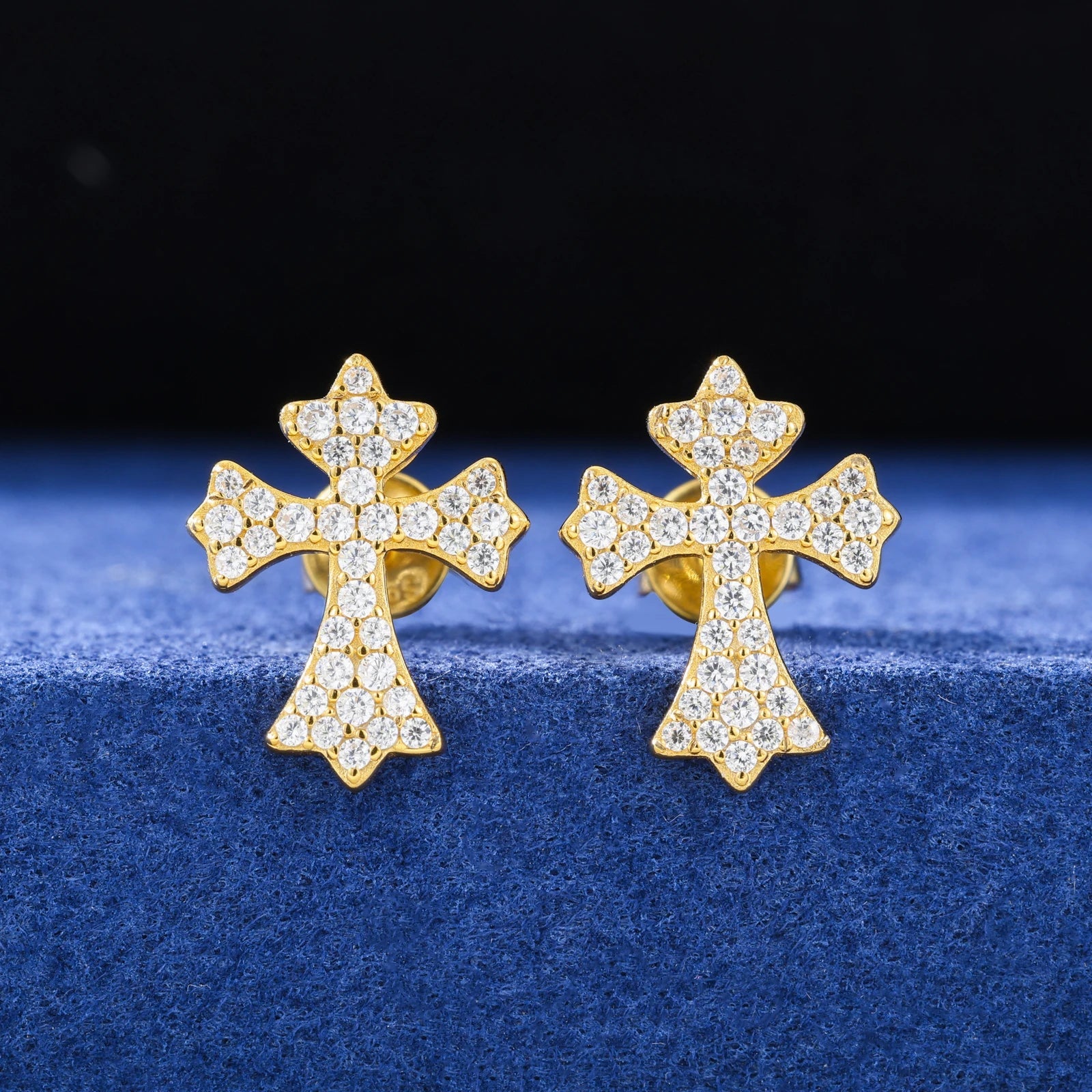 18k Gold Moissanite Diamond Cross Earrings - Drip Culture Jewelry