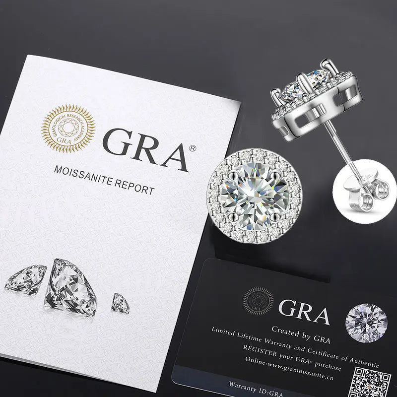 18k Gold Moissanite Diamond Halo Stud Earrings - Drip Culture Jewelry