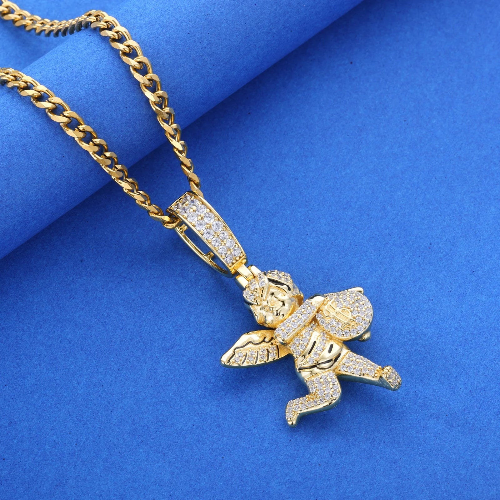 18k Gold Moissanite Diamond Wealth Angel - Drip Culture Jewelry