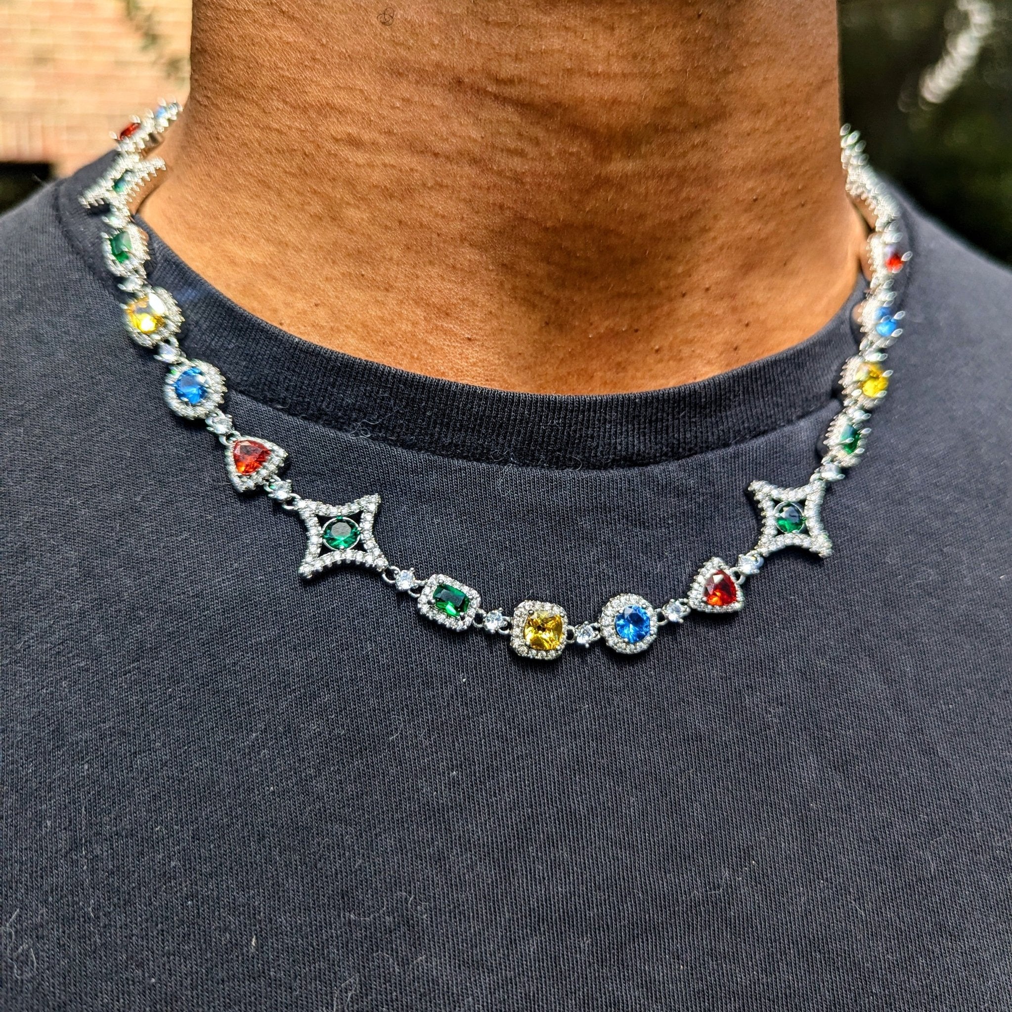 9mm 18k Gold Diamond Multicolor Gemstone Chain - Drip Culture Jewelry