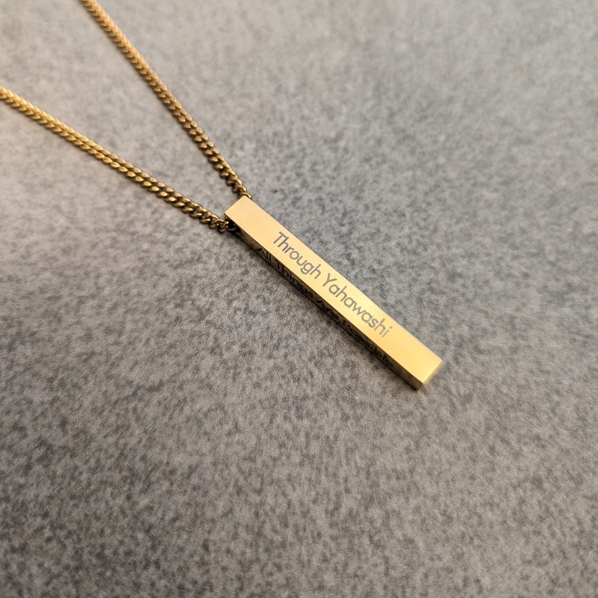 Custom 18k Gold Bar Pendant - Drip Culture Jewelry
