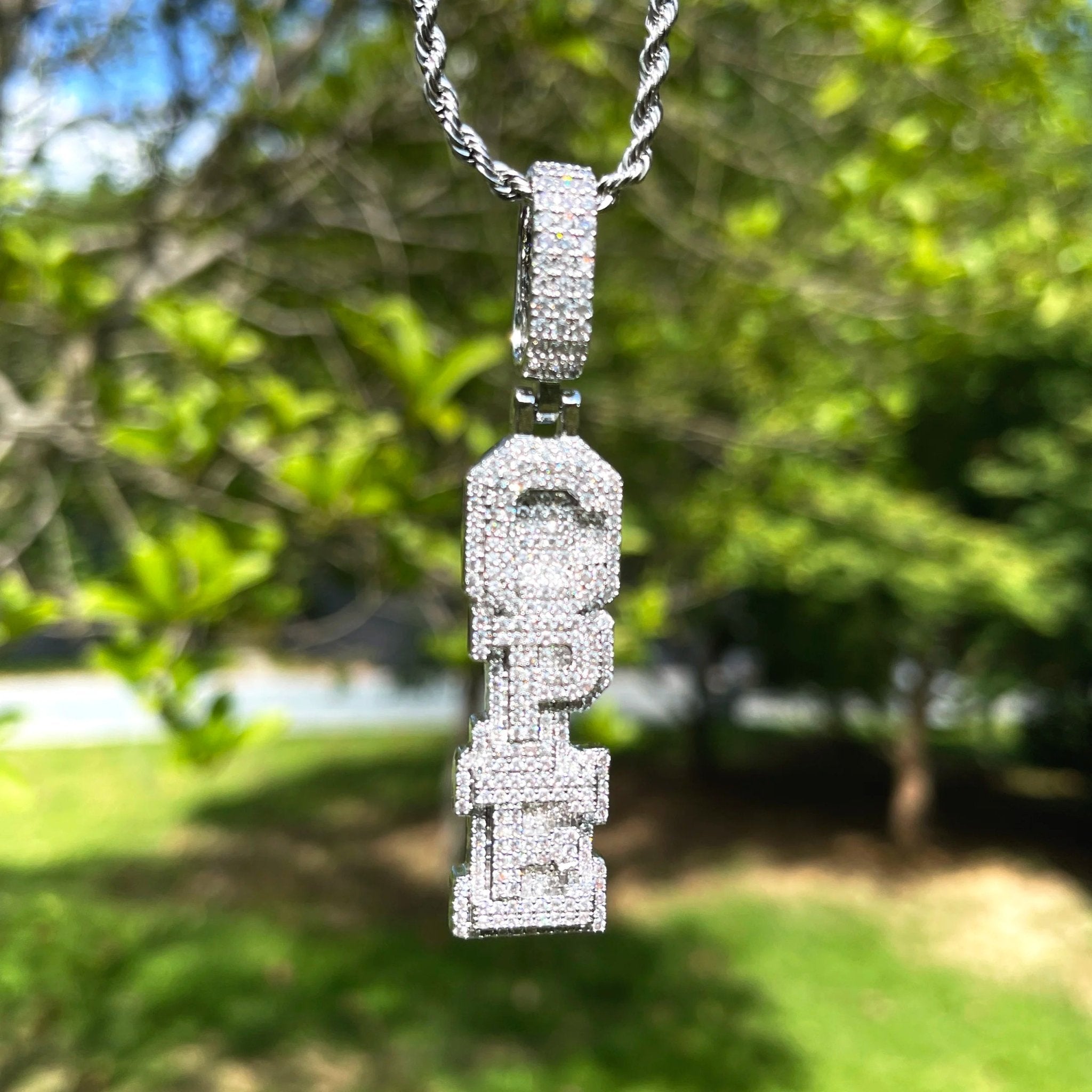 Custom 18k Gold Diamond Vertical Pendant - Drip Culture Jewelry