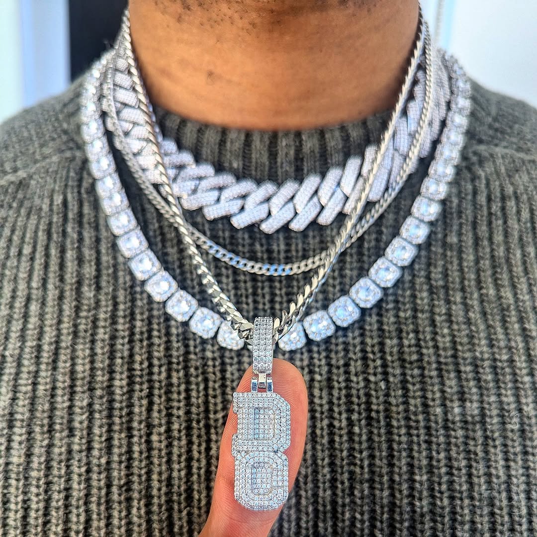 Custom 18k Gold Diamond Vertical Pendant - Drip Culture Jewelry