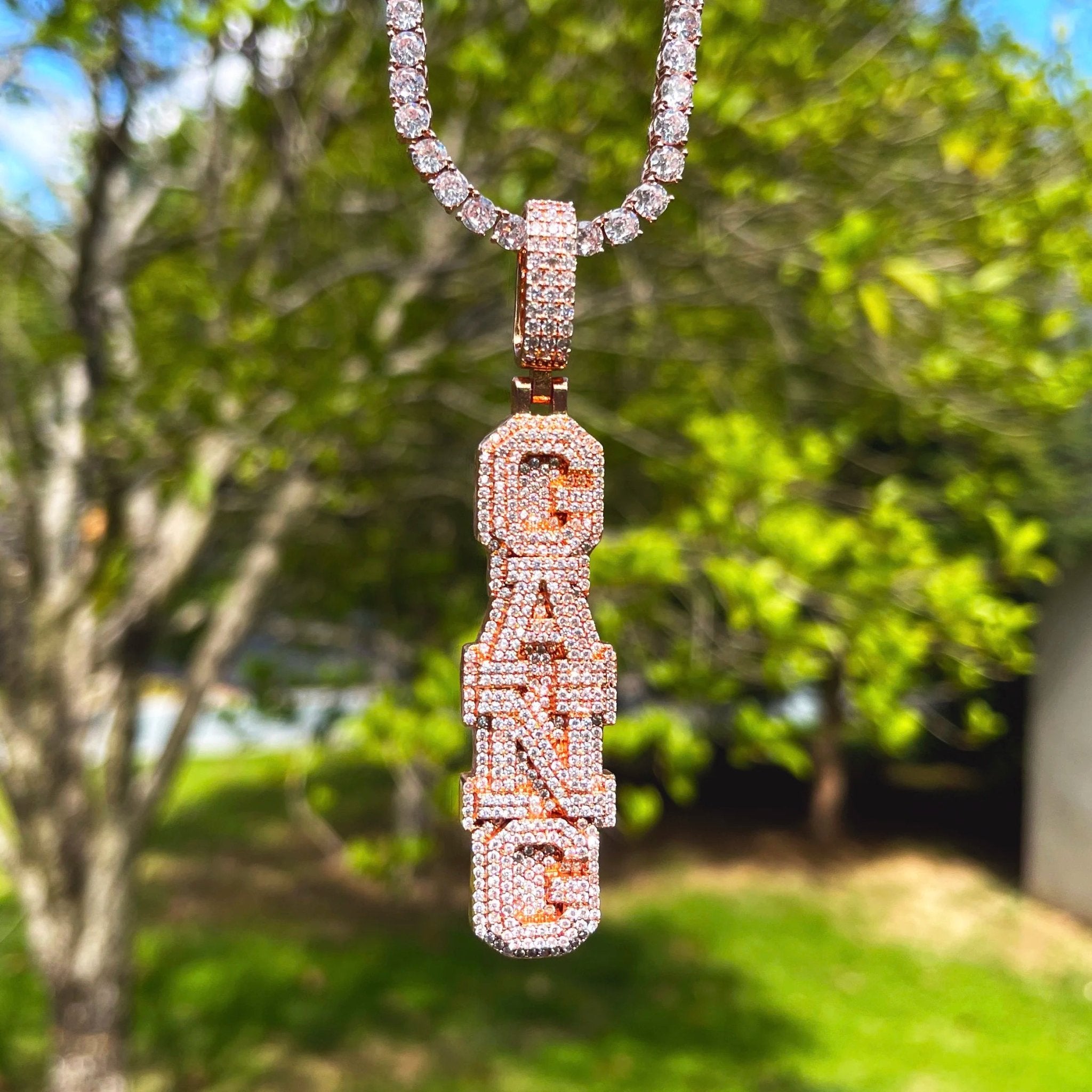 Custom 18k Gold Diamond Vertical Pendant - Drip Culture Jewelry