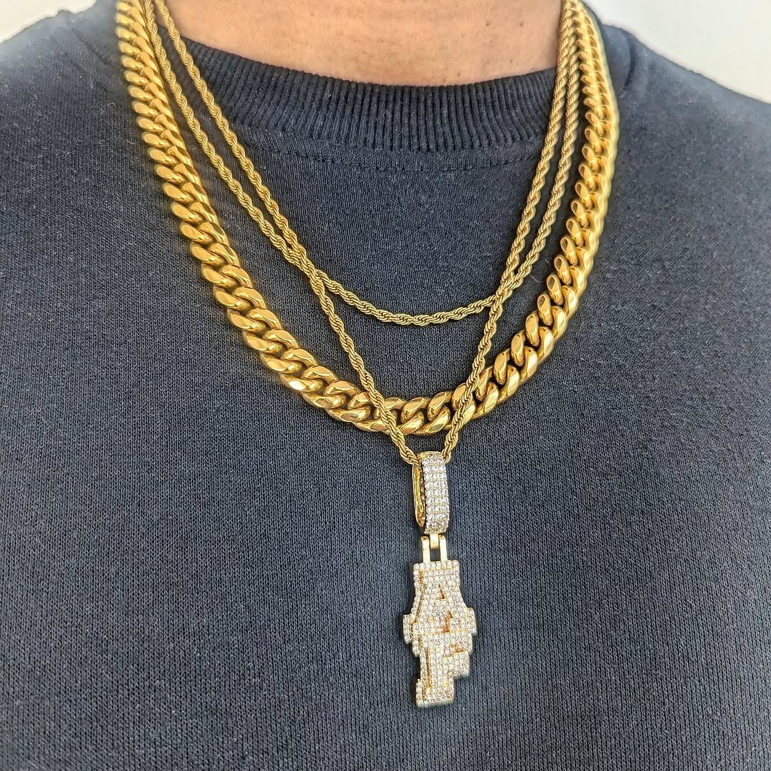 Custom 18k Gold Diamond Vertical Pendant - Drip Culture Jewelry