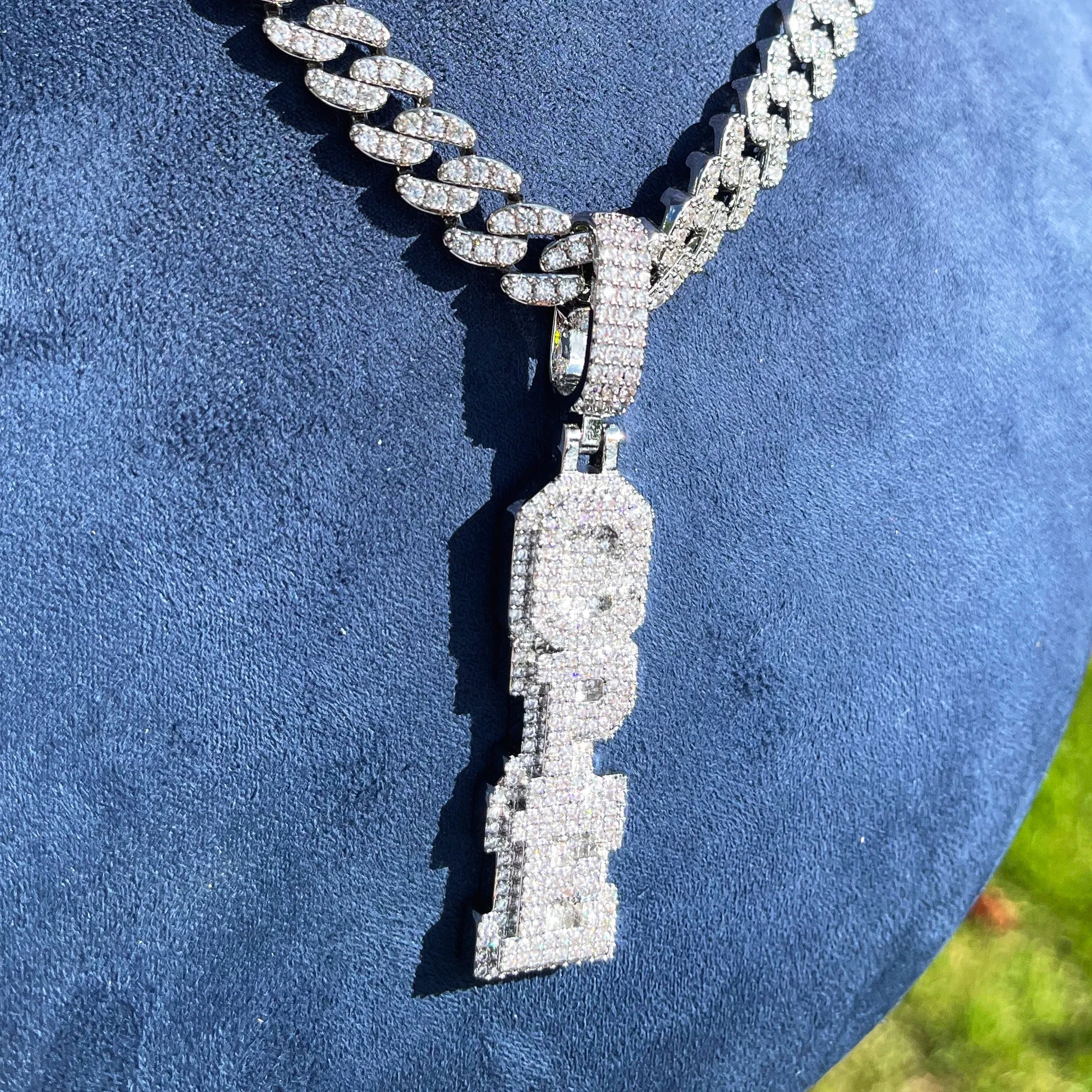 Custom 18k Gold Diamond Vertical Pendant - Drip Culture Jewelry