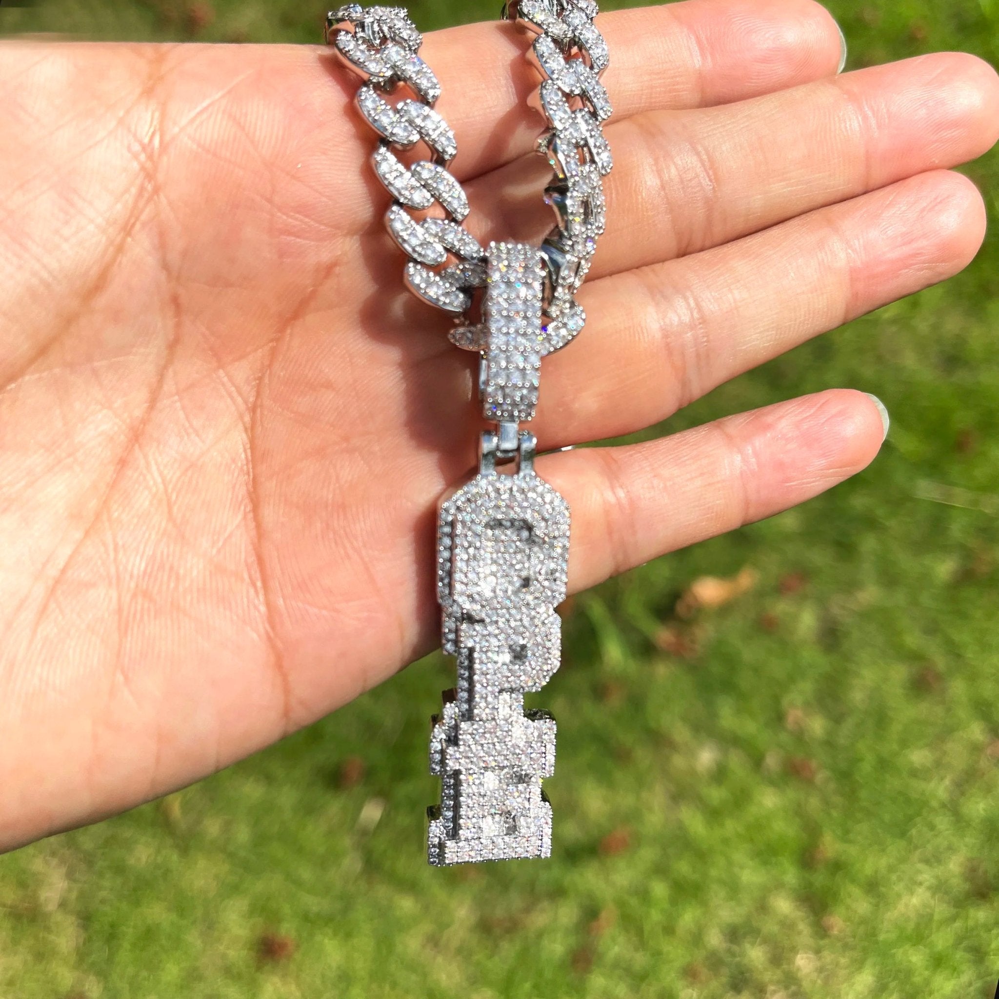 Custom 18k Gold Diamond Vertical Pendant - Drip Culture Jewelry