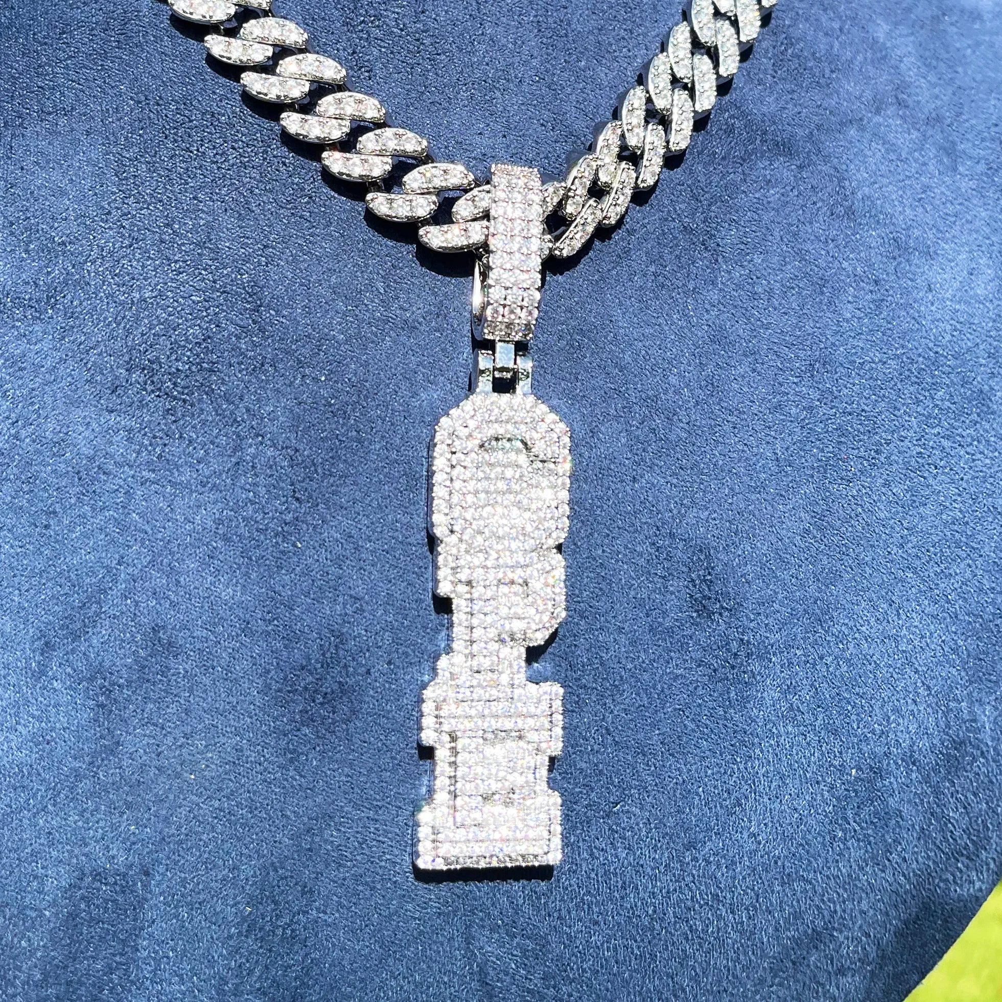 Custom 18k Gold Diamond Vertical Pendant - Drip Culture Jewelry