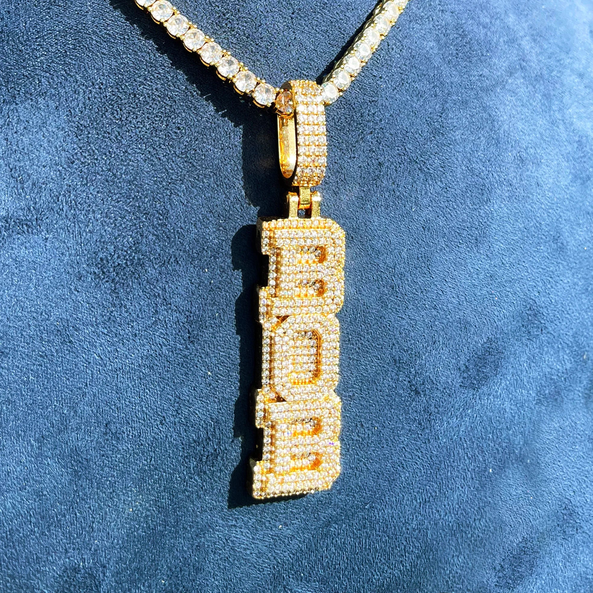 Custom 18k Gold Diamond Vertical Pendant - Drip Culture Jewelry