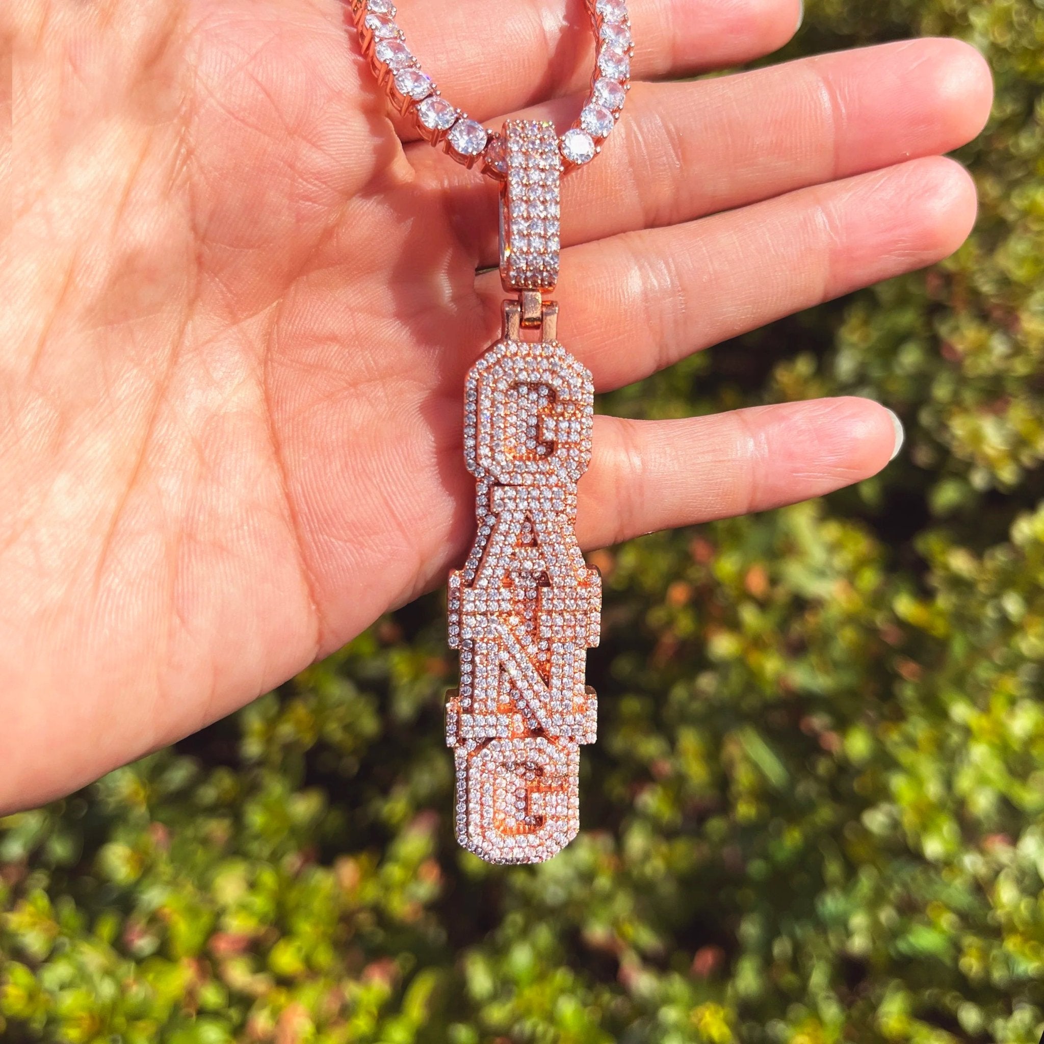 Custom 18k Gold Diamond Vertical Pendant - Drip Culture Jewelry