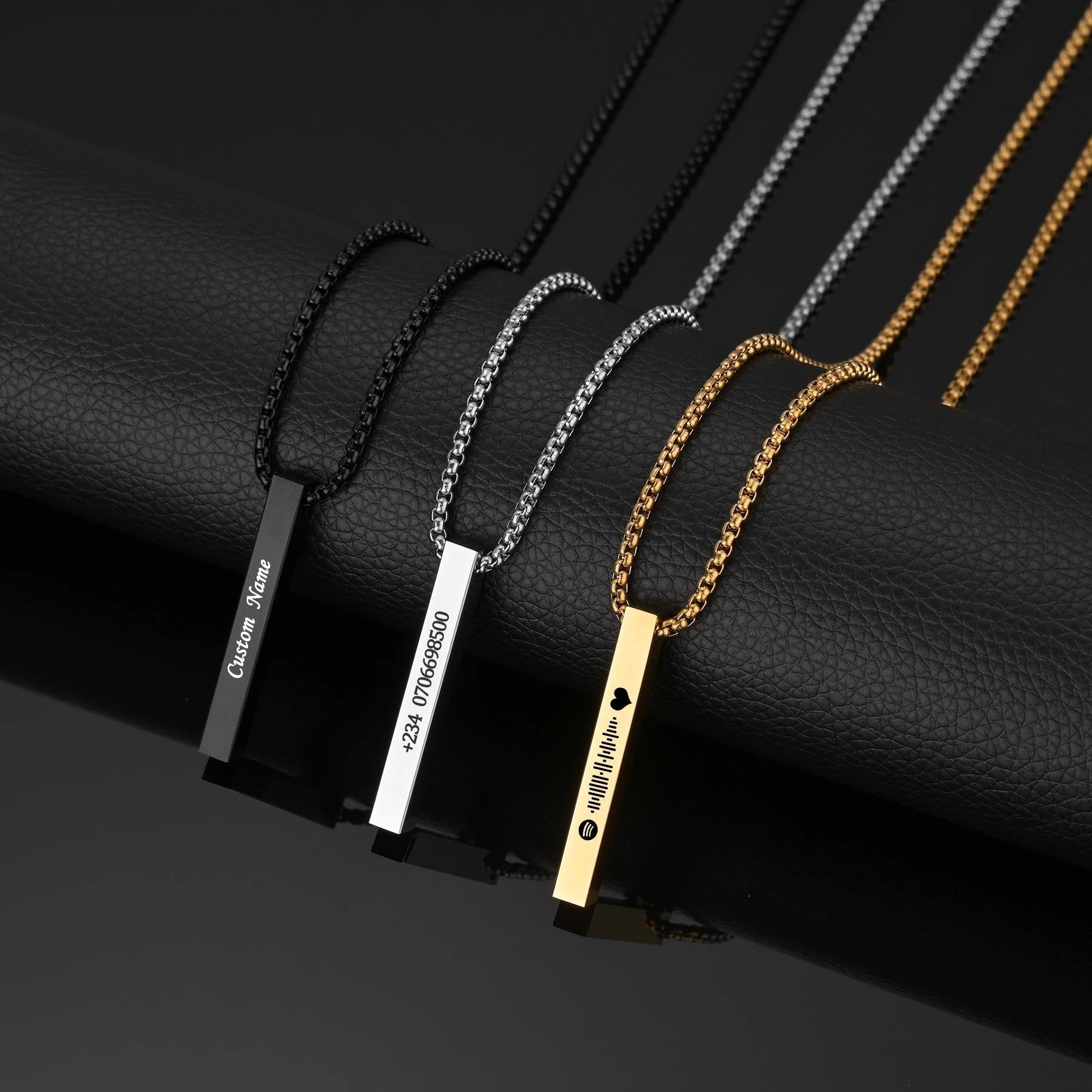Custom 18k Gold Letter Bar Pendant Set (4 Pieces) - Drip Culture Jewelry