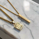 Custom 18k Gold Letter Bar Pendant Set (4 Pieces) - Drip Culture Jewelry