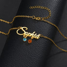 Custom 18k Gold Name Necklace with Birthstone - Drip Culture Jewelry