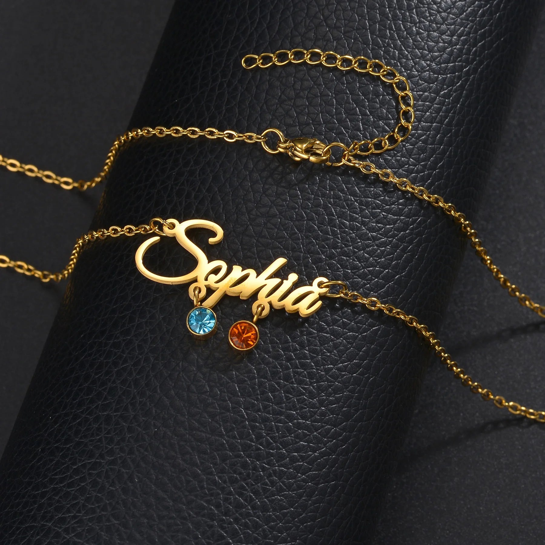 Custom 18k Gold Name Necklace with Birthstone - Drip Culture Jewelry