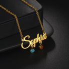Custom 18k Gold Name Necklace with Birthstone - Drip Culture Jewelry