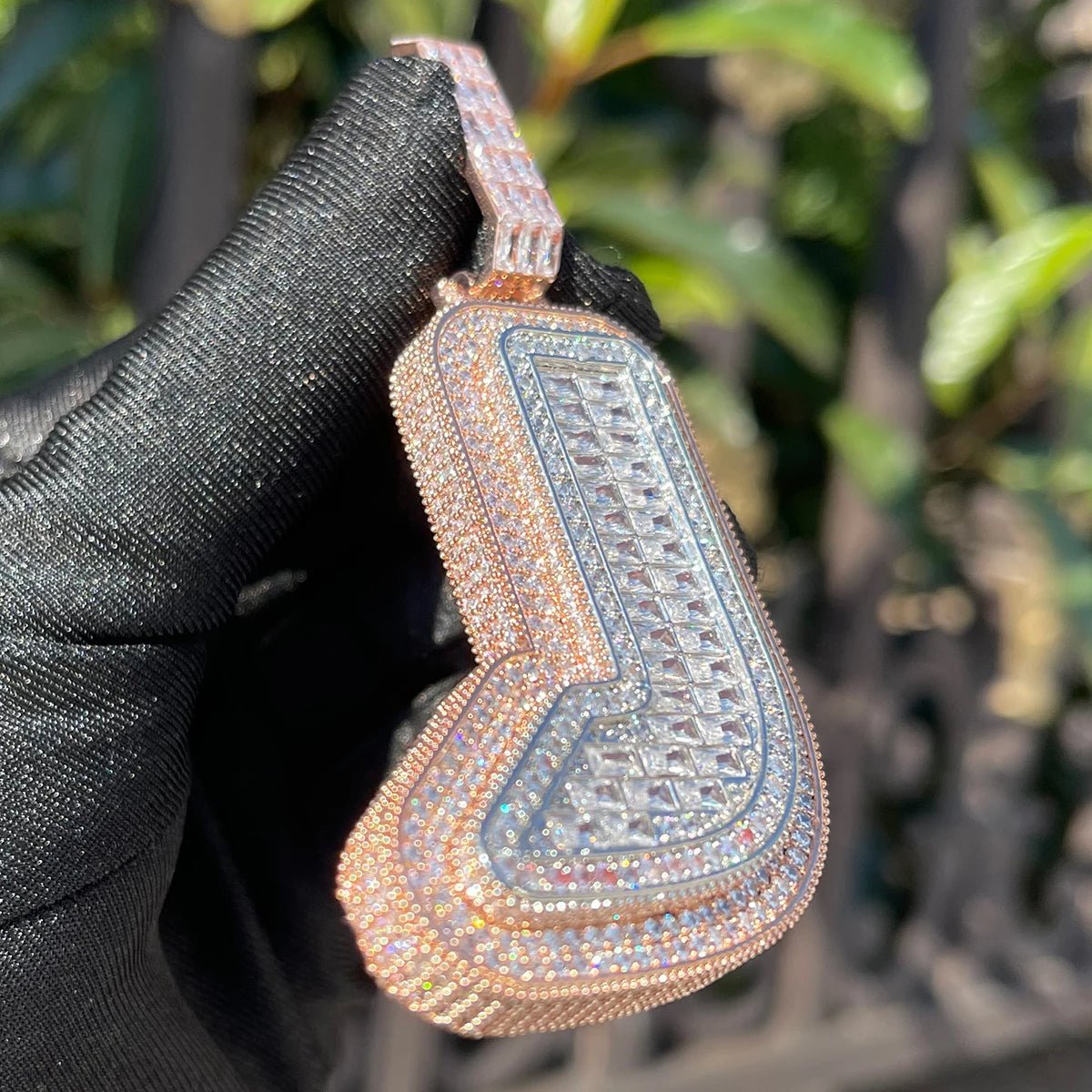Custom 2 Tone 18k Gold Diamond Varsity Font Pendant - Drip Culture Jewelry